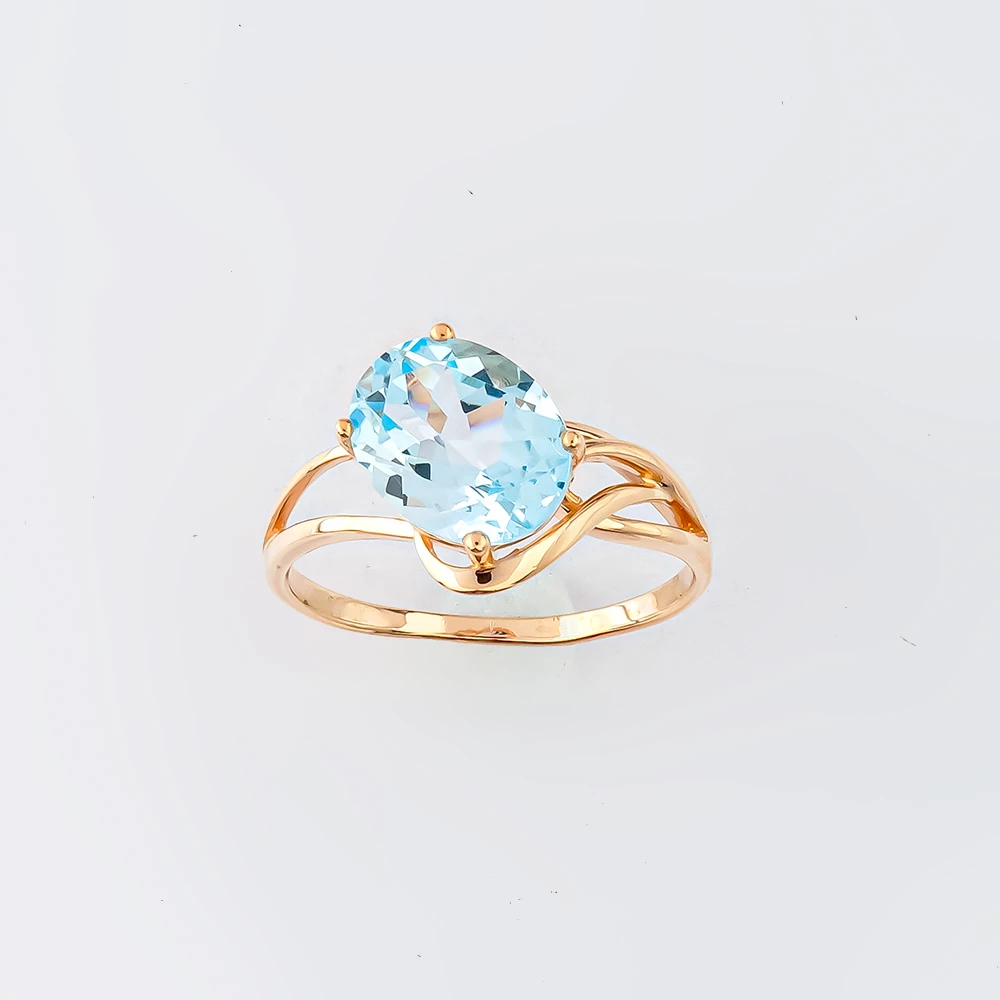 Кольцо с топазом из красного золота 585 пробы