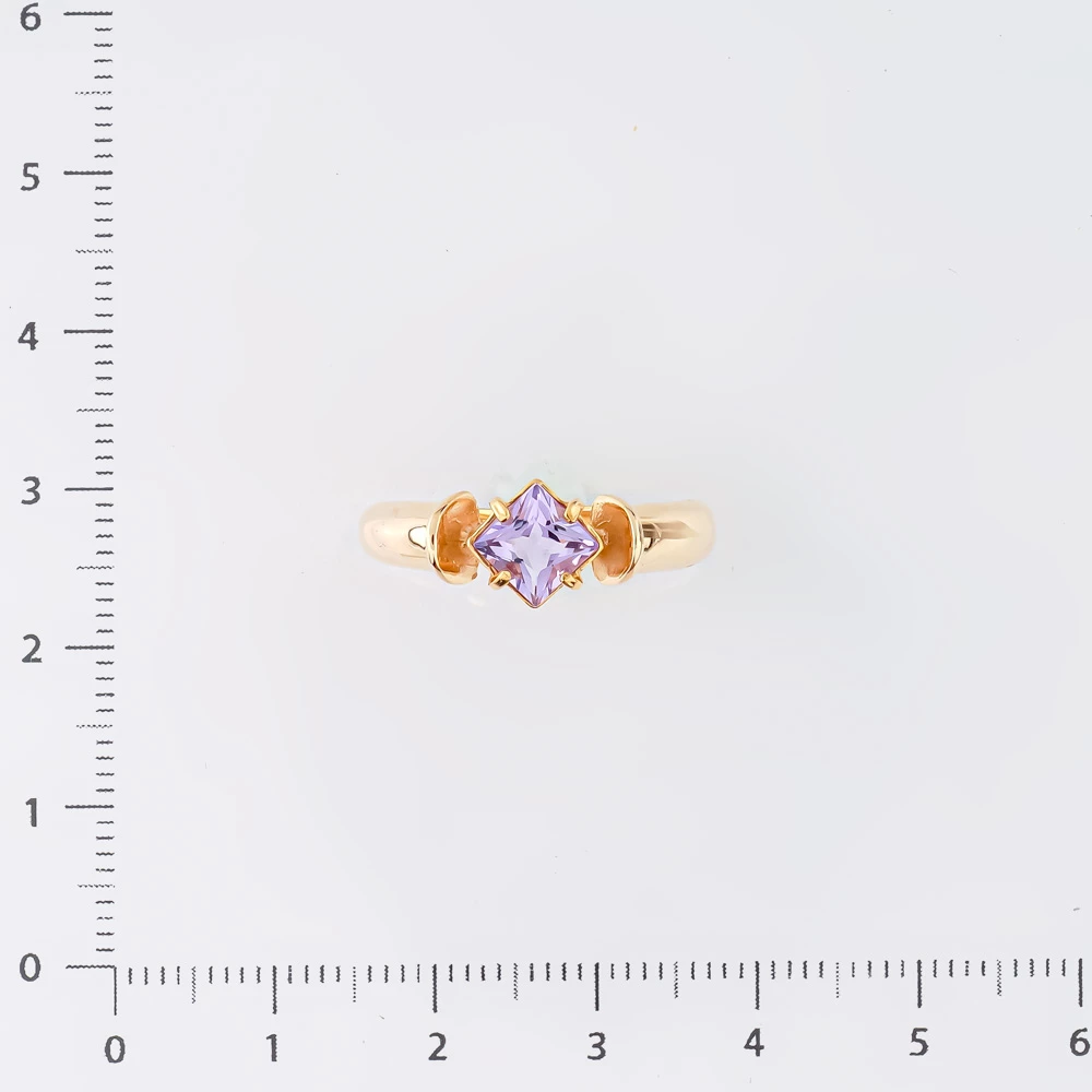 Кольцо с аметистом из красного золота 585 пробы