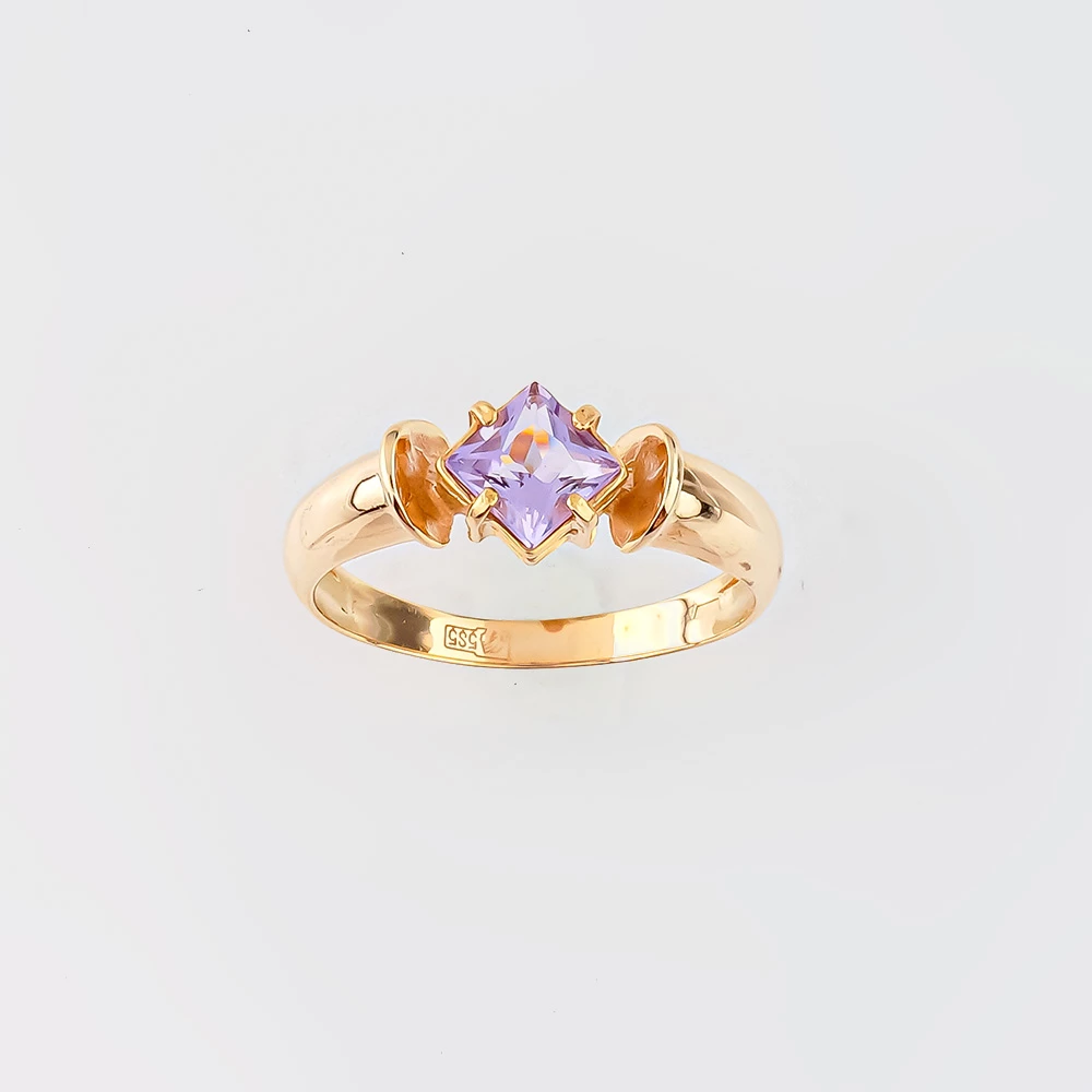 Кольцо с аметистом из красного золота 585 пробы