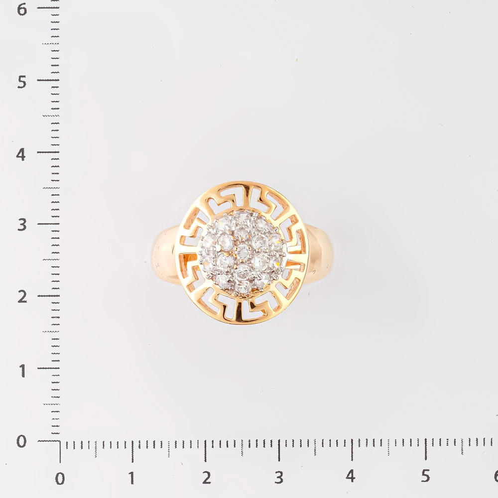 Кольцо с фианитом из красного золота 585 пробы