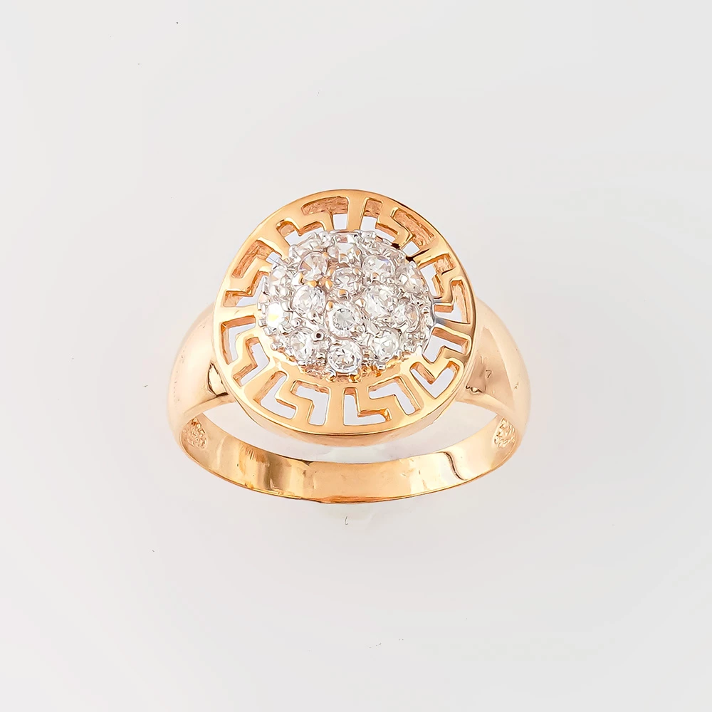 Кольцо с фианитом из красного золота 585 пробы