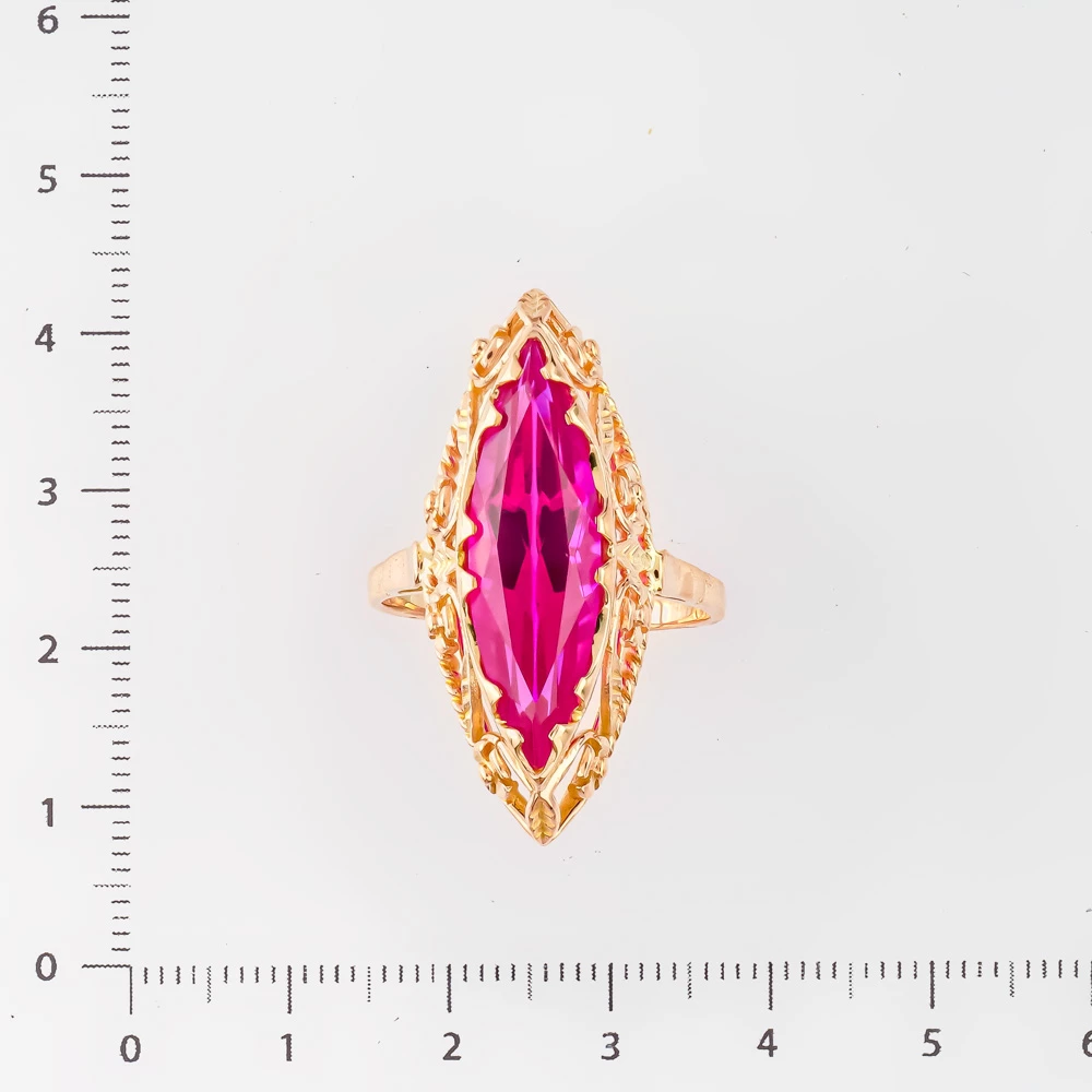 Кольцо с фианитом из красного золота 583 пробы