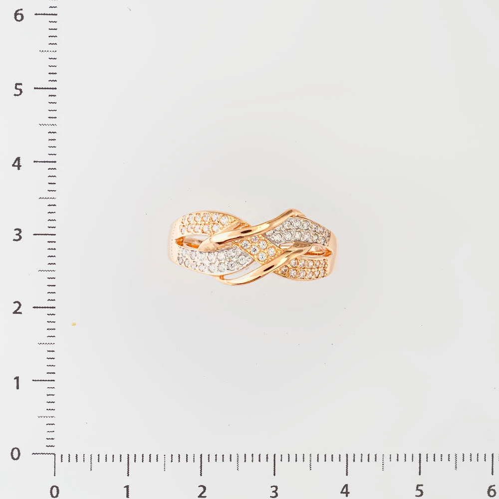 Кольцо с фианитом из красного золота 585 пробы