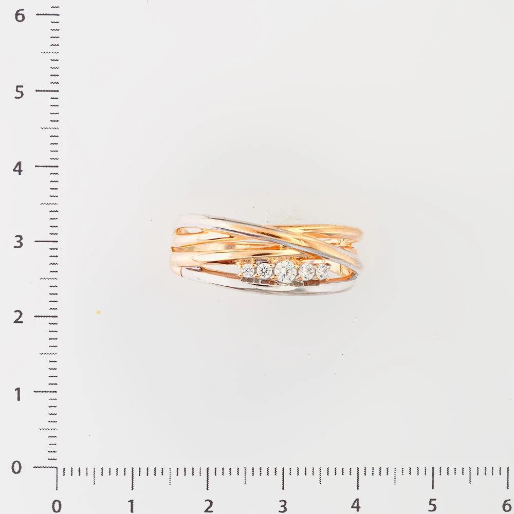 Кольцо с фианитом из красного золота 585 пробы