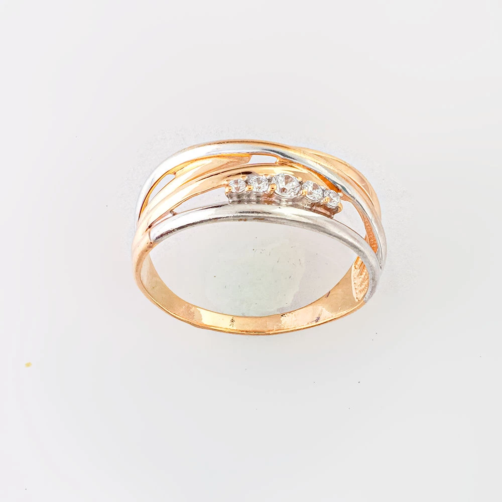 Кольцо с фианитом из красного золота 585 пробы