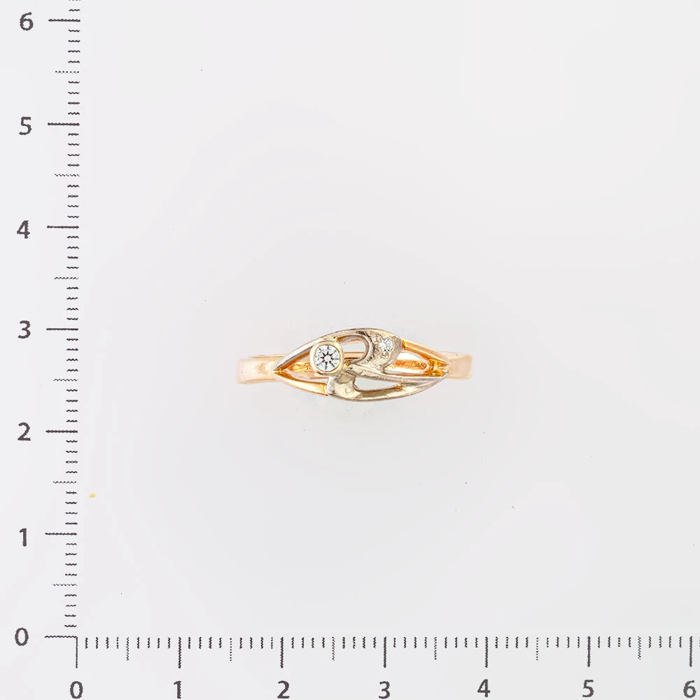 Кольцо с фианитом из красного золота 585 пробы