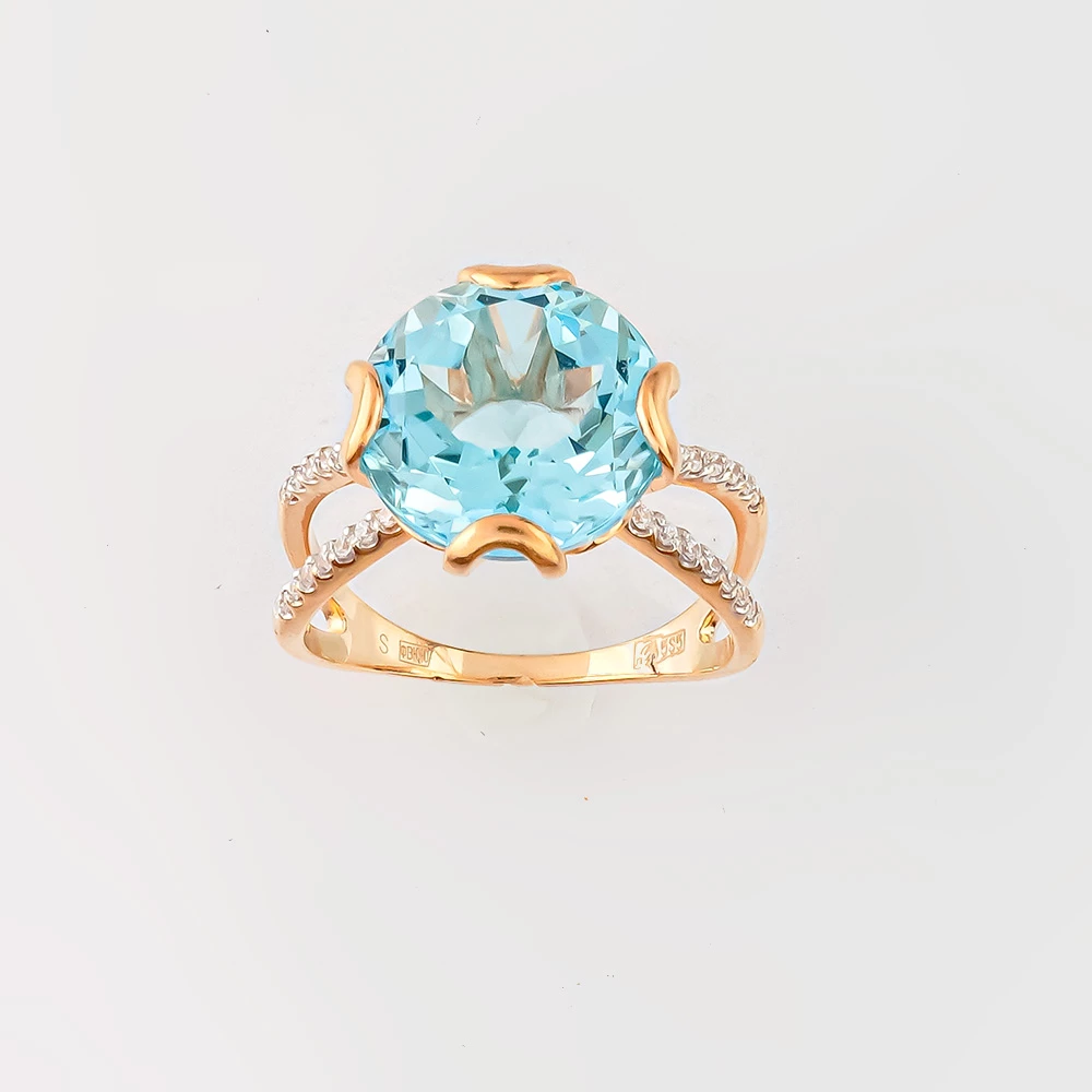 Кольцо с топазом из красного золота 585 пробы