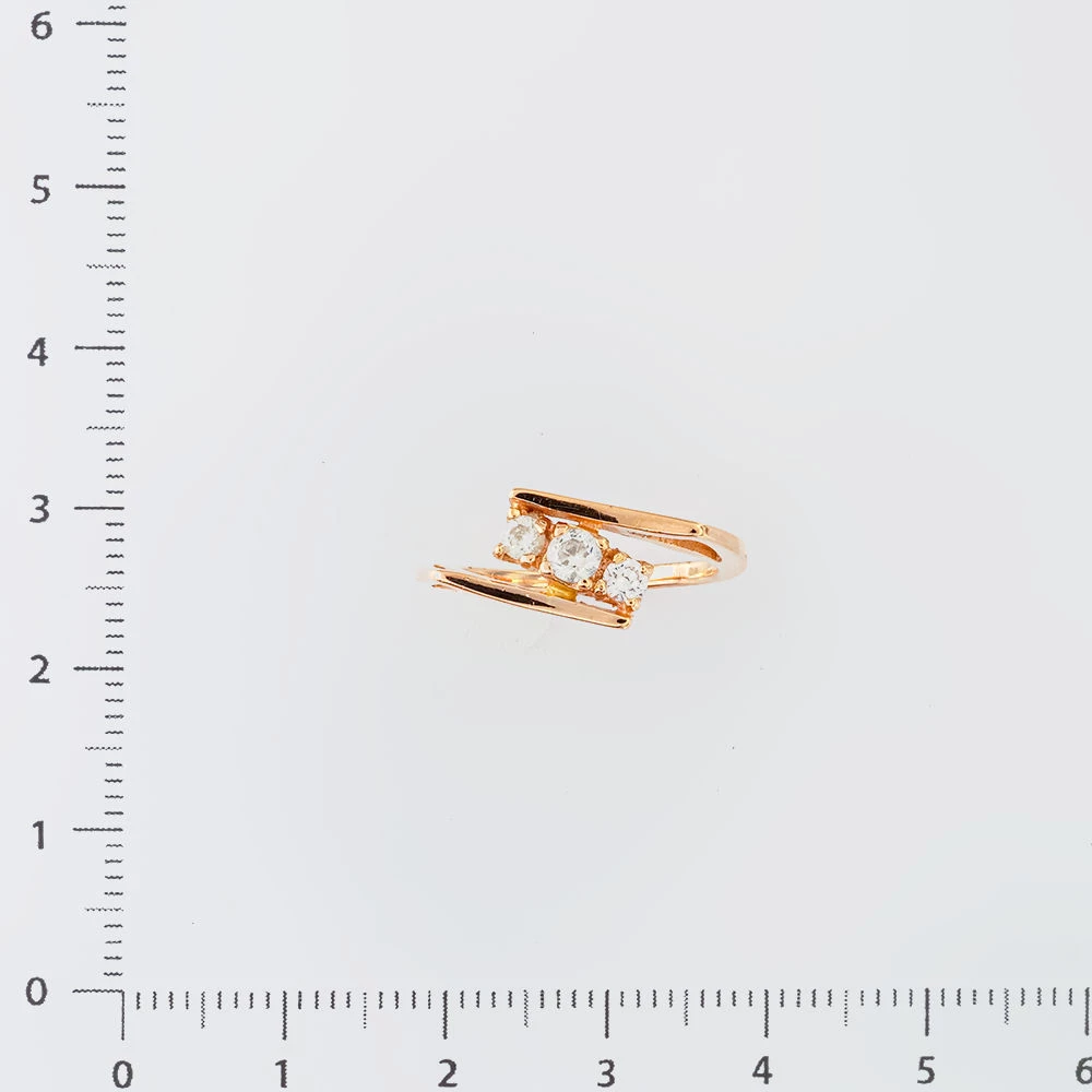 Кольцо с фианитом из красного золота 585 пробы