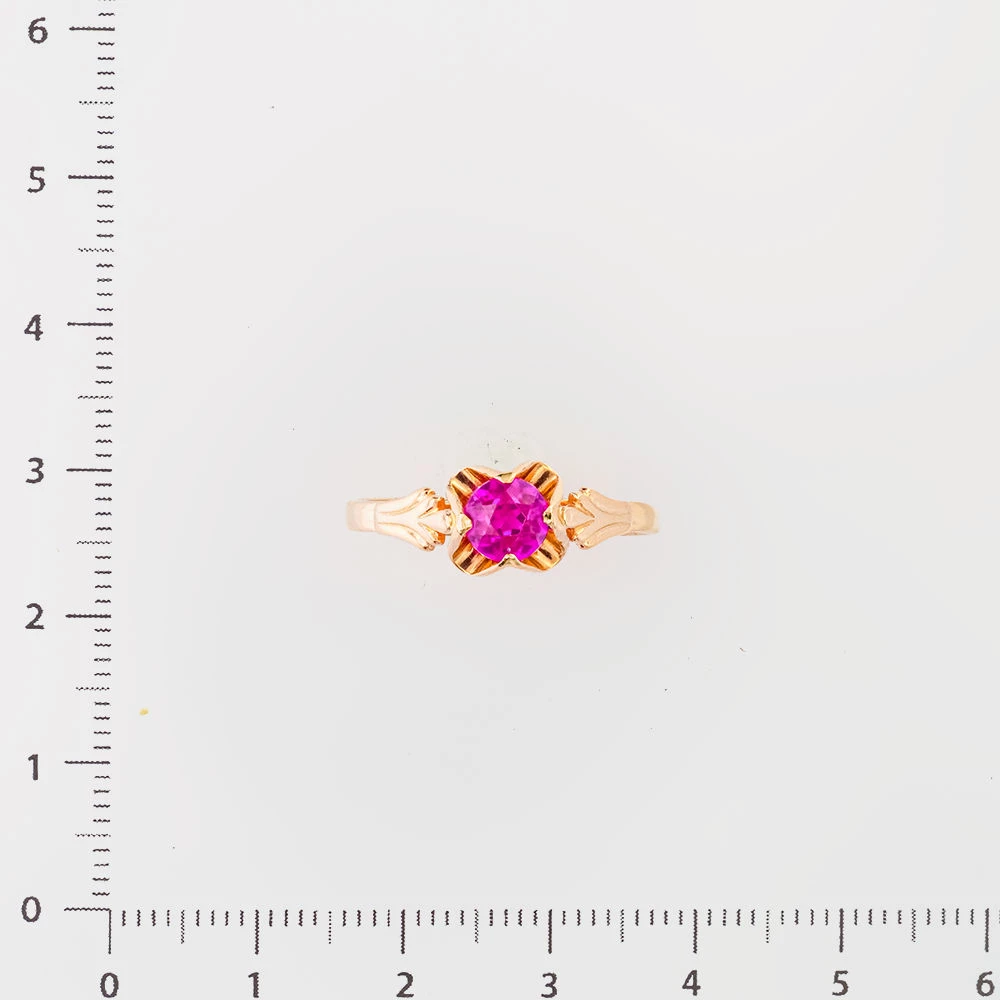 Кольцо с фианитом из красного золота 583 пробы