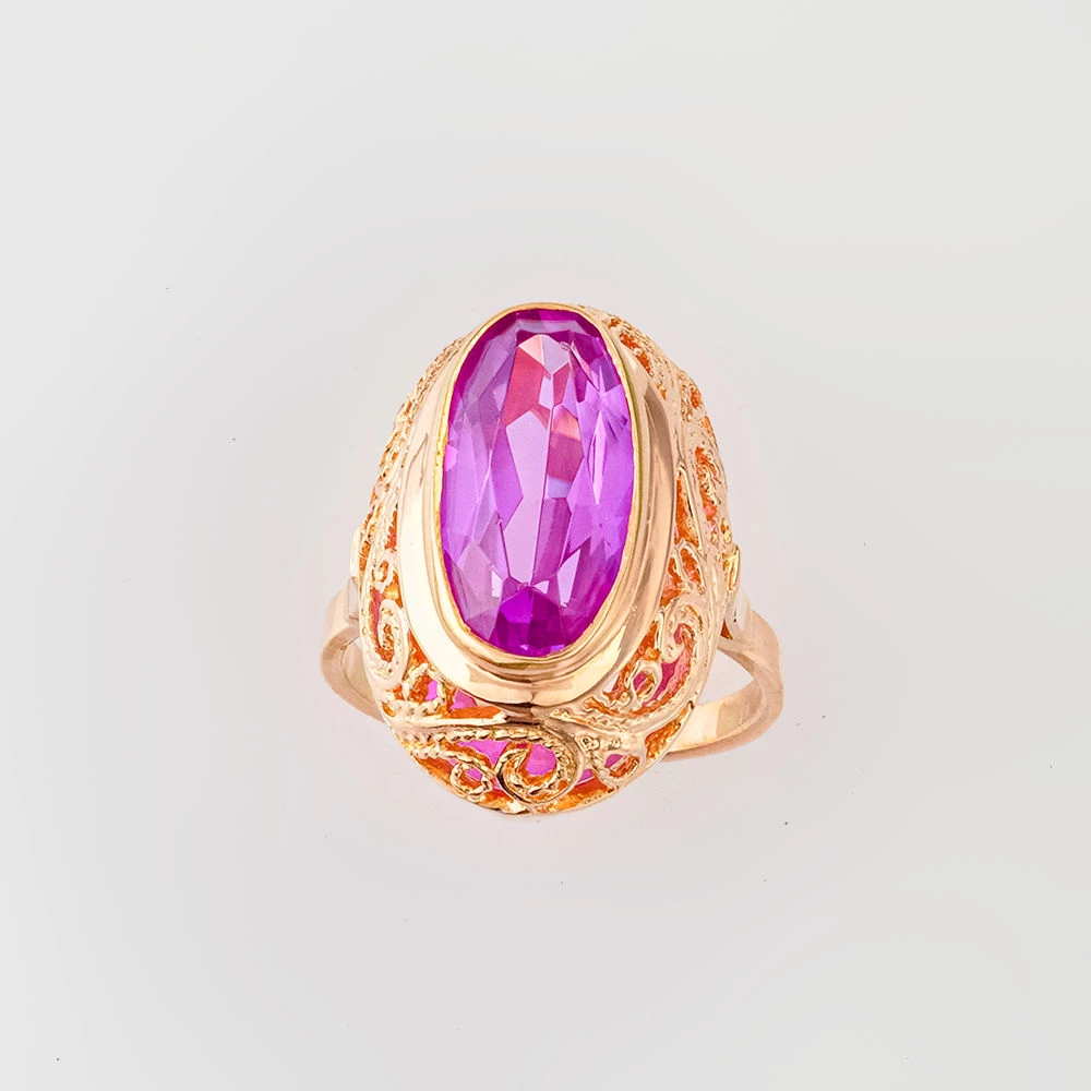 Кольцо с фианитом из красного золота 583 пробы Кольцо с фианитом из красного золота 583 пробы