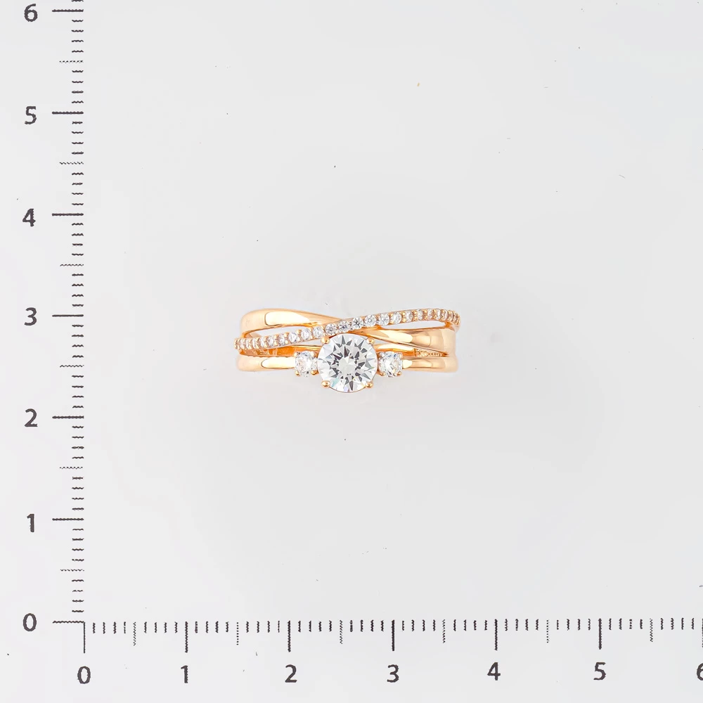 Кольцо с фианитом из красного золота 585 пробы