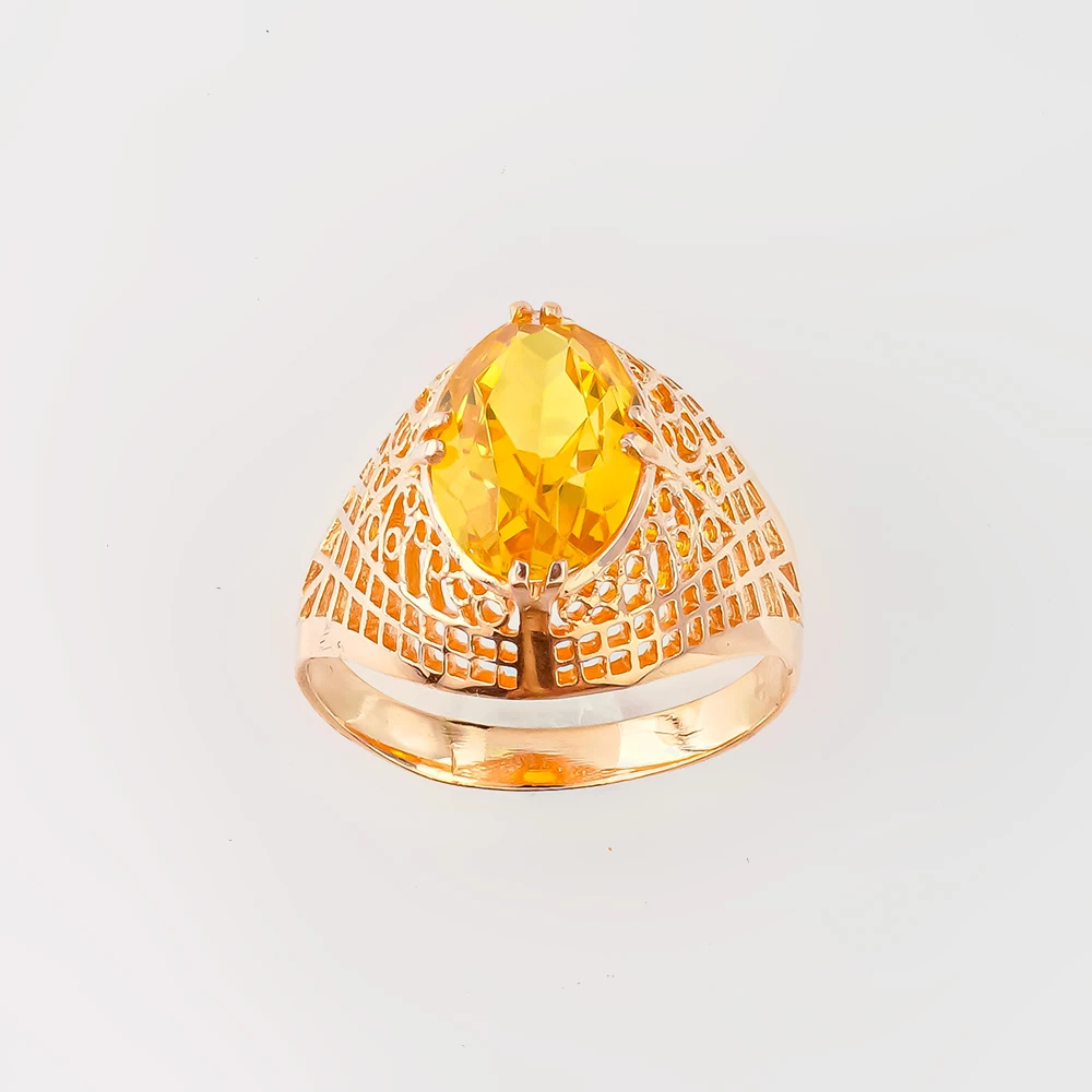 Кольцо с фианитом из красного золота 583 пробы