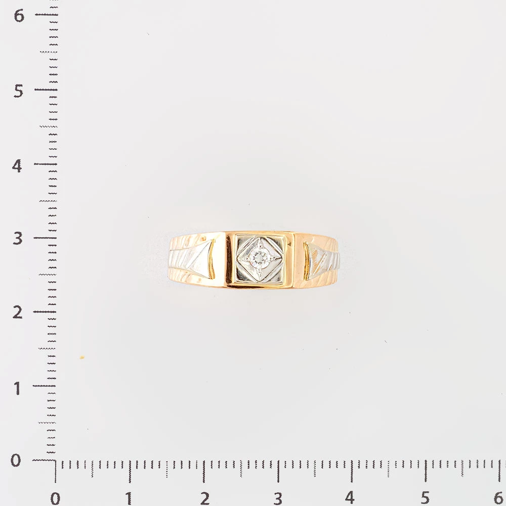 Кольцо с фианитом из красного золота 585 пробы