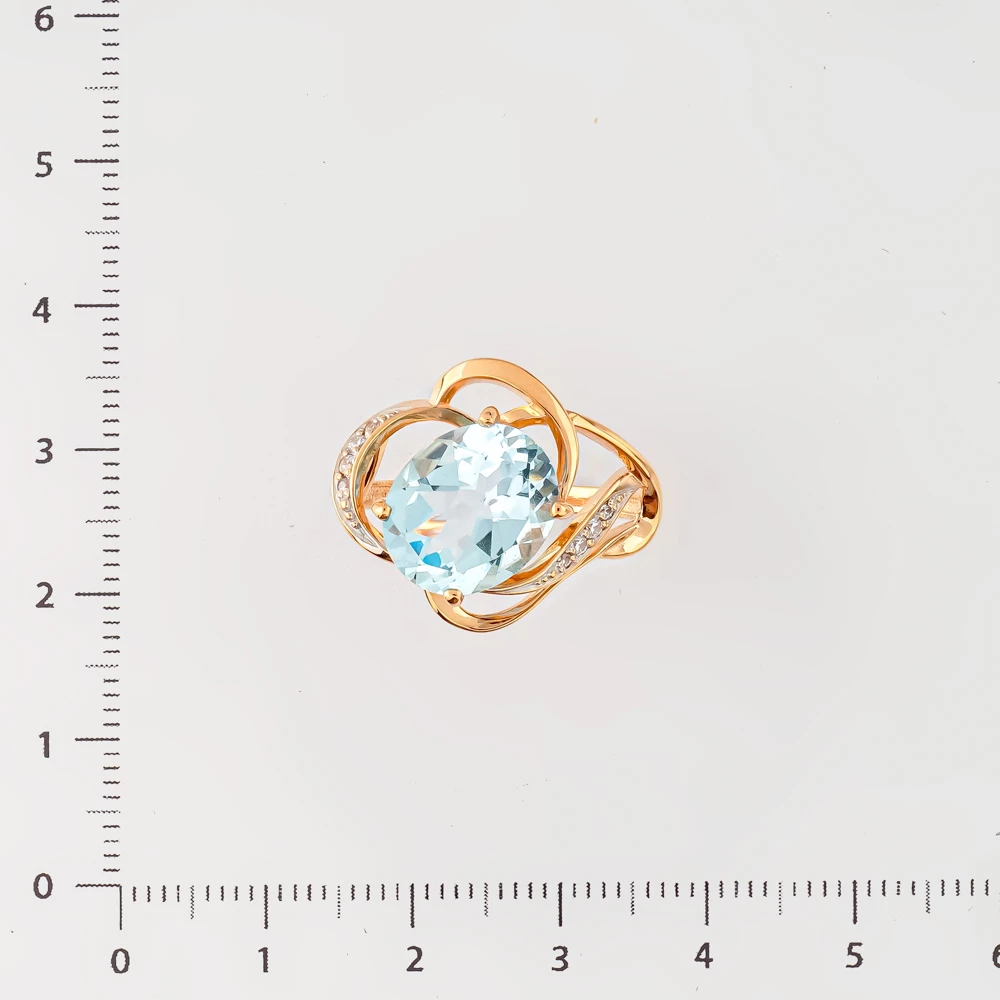 Кольцо с топазом из красного золота 585 пробы