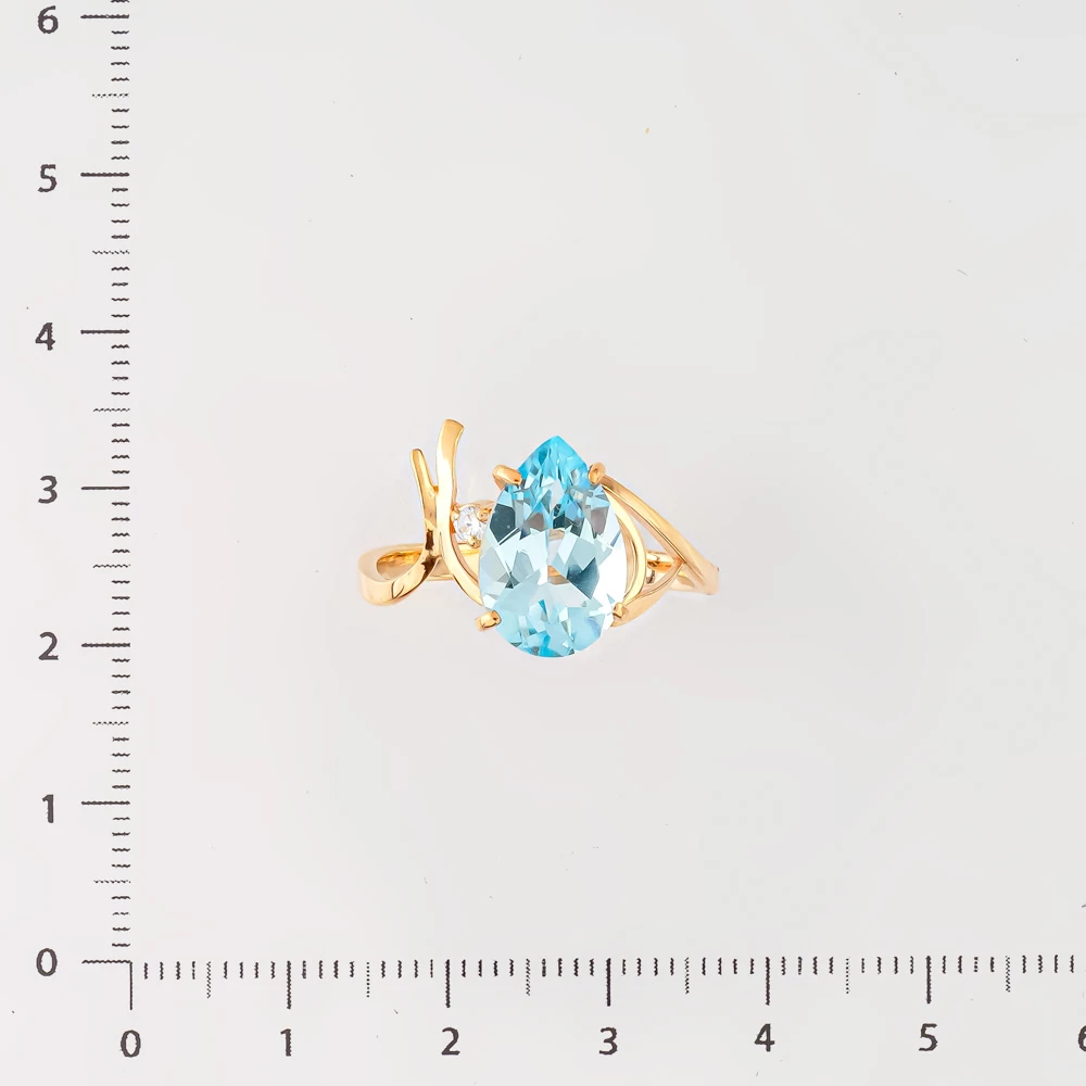 Кольцо с топазом из красного золота 585 пробы