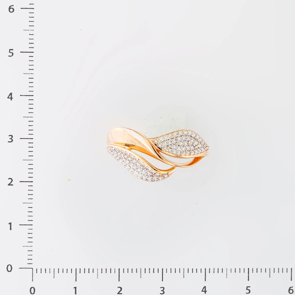 Кольцо с фианитом из красного золота 585 пробы