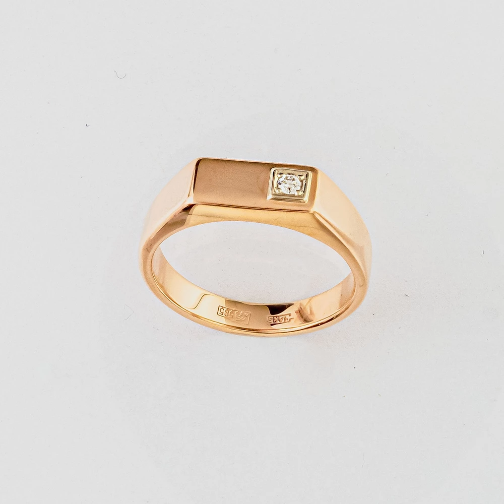 Кольцо с бриллиантом из красного золота 585 пробы