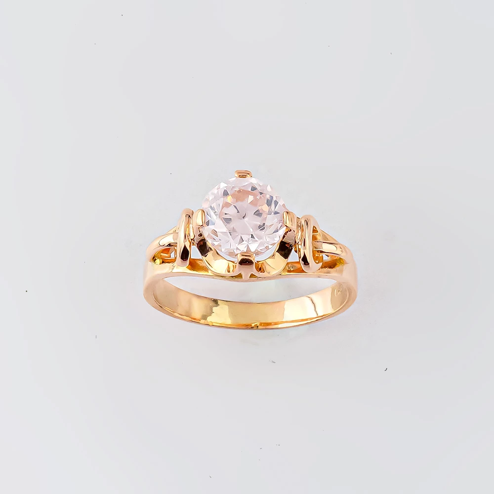 Кольцо с фианитом из красного золота 583 пробы