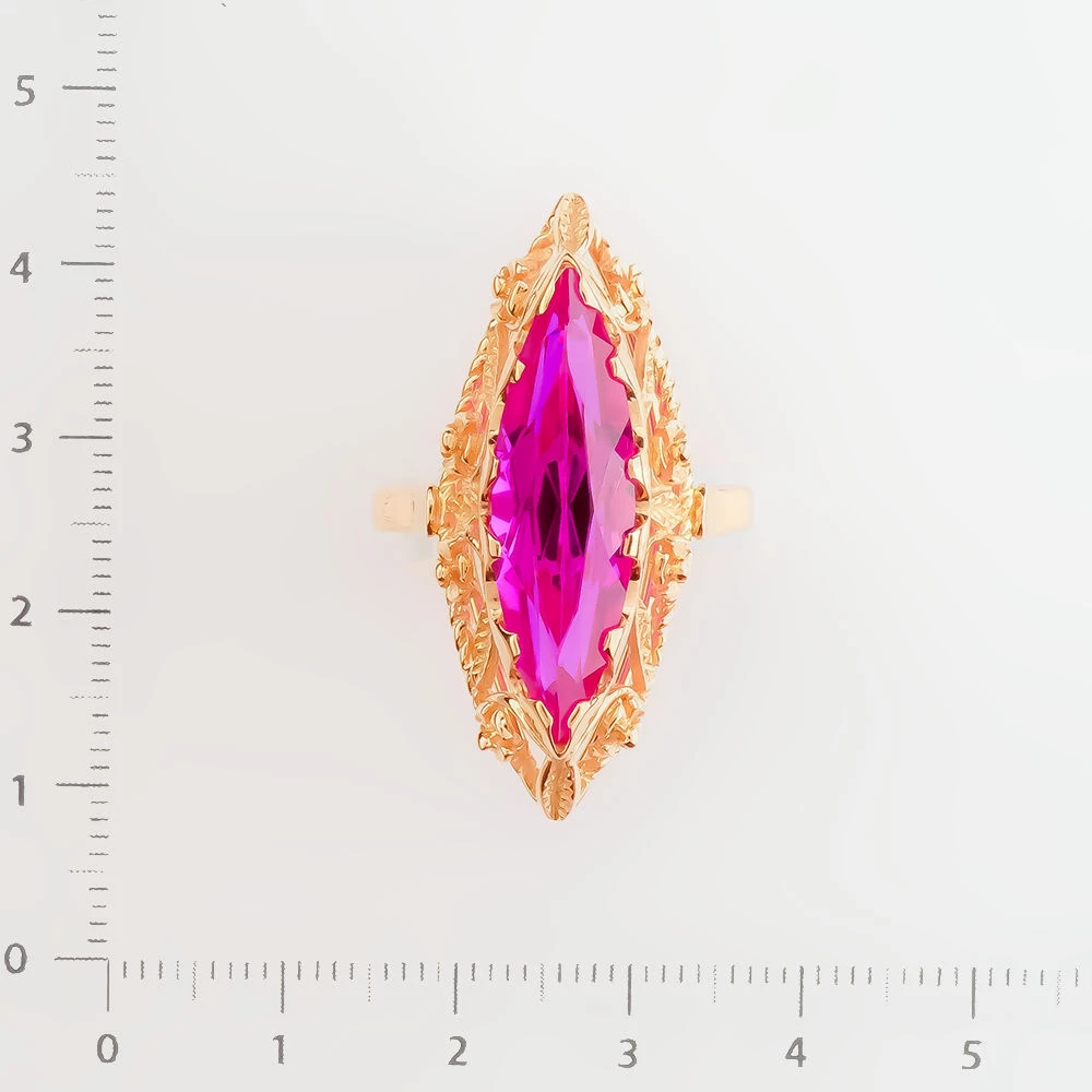 Кольцо с фианитом из красного золота 583 пробы