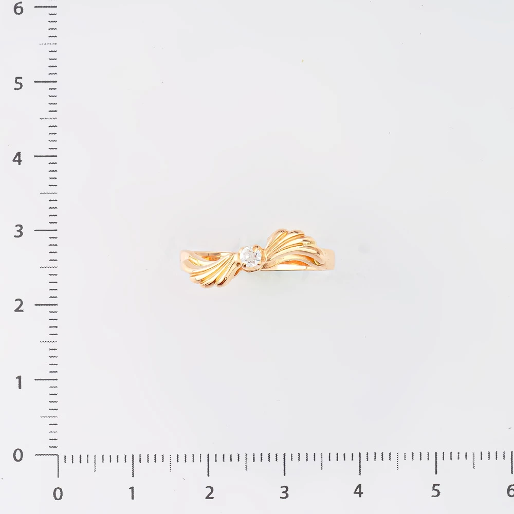 Кольцо с фианитом из красного золота 585 пробы