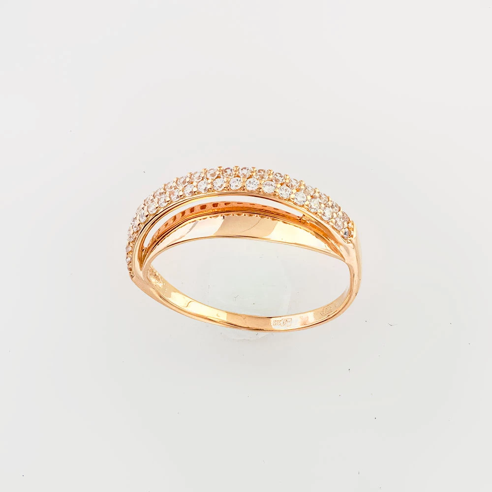 Кольцо с фианитом из красного золота 585 пробы