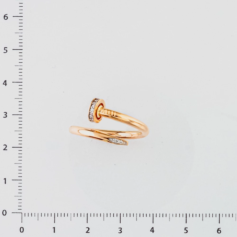 Кольцо с фианитом из красного золота 585 пробы