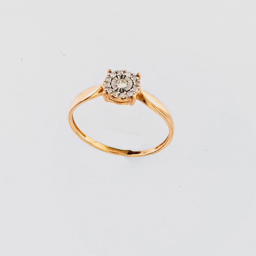 Кольцо с бриллиантом из красного золота 585 пробы