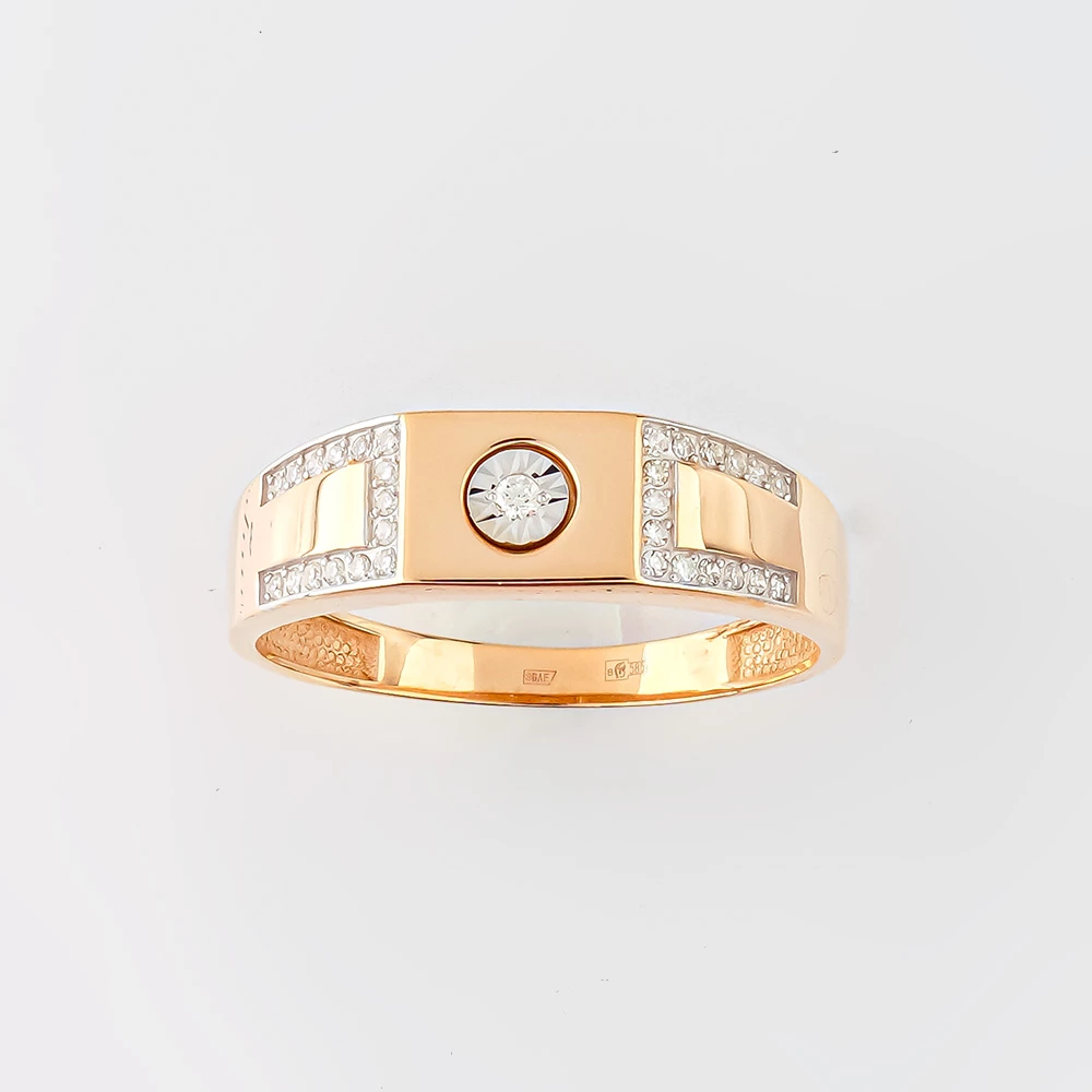 Кольцо с бриллиантом из красного золота 585 пробы