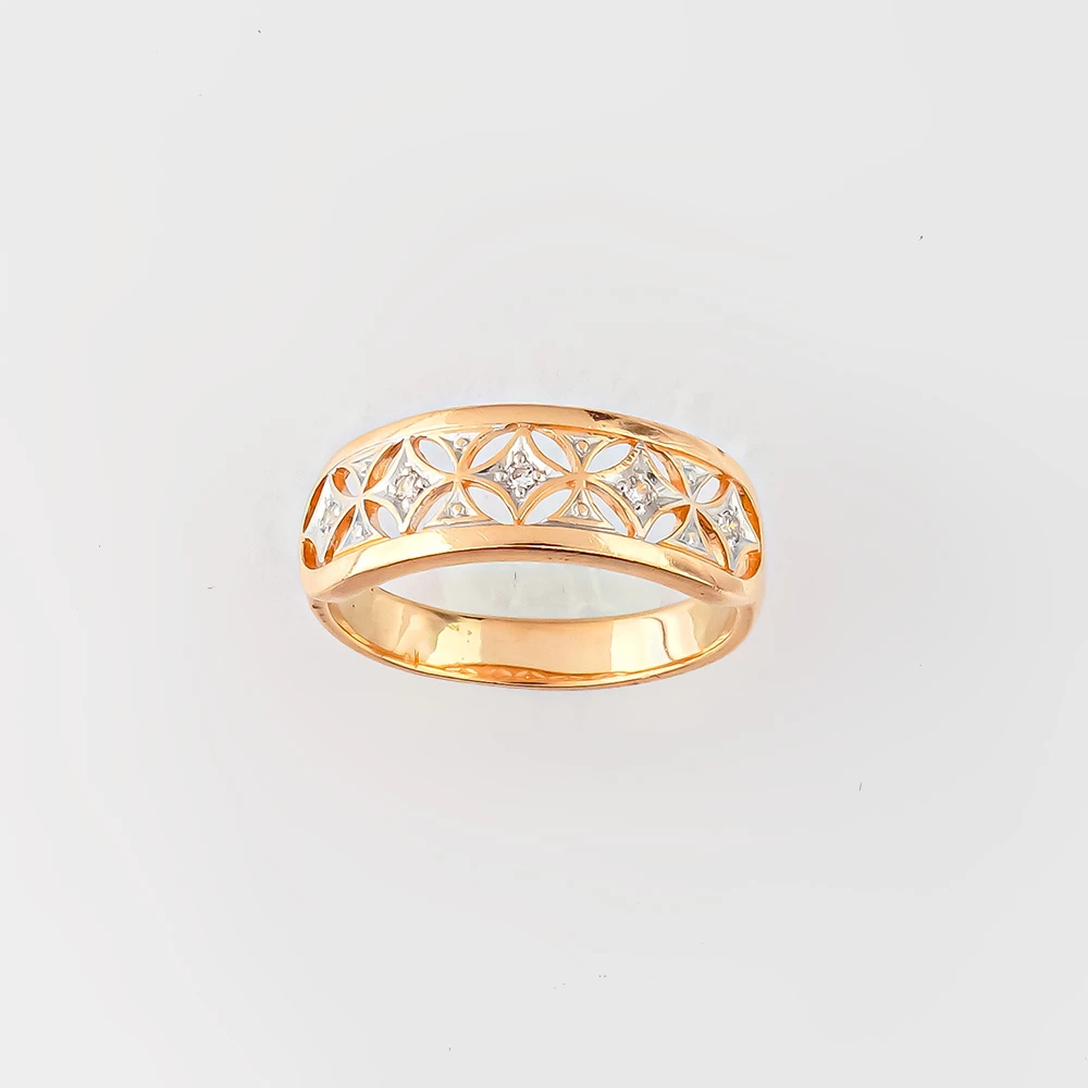 Кольцо с фианитом из красного золота 585 пробы Кольцо с фианитом из красного золота 585 пробы