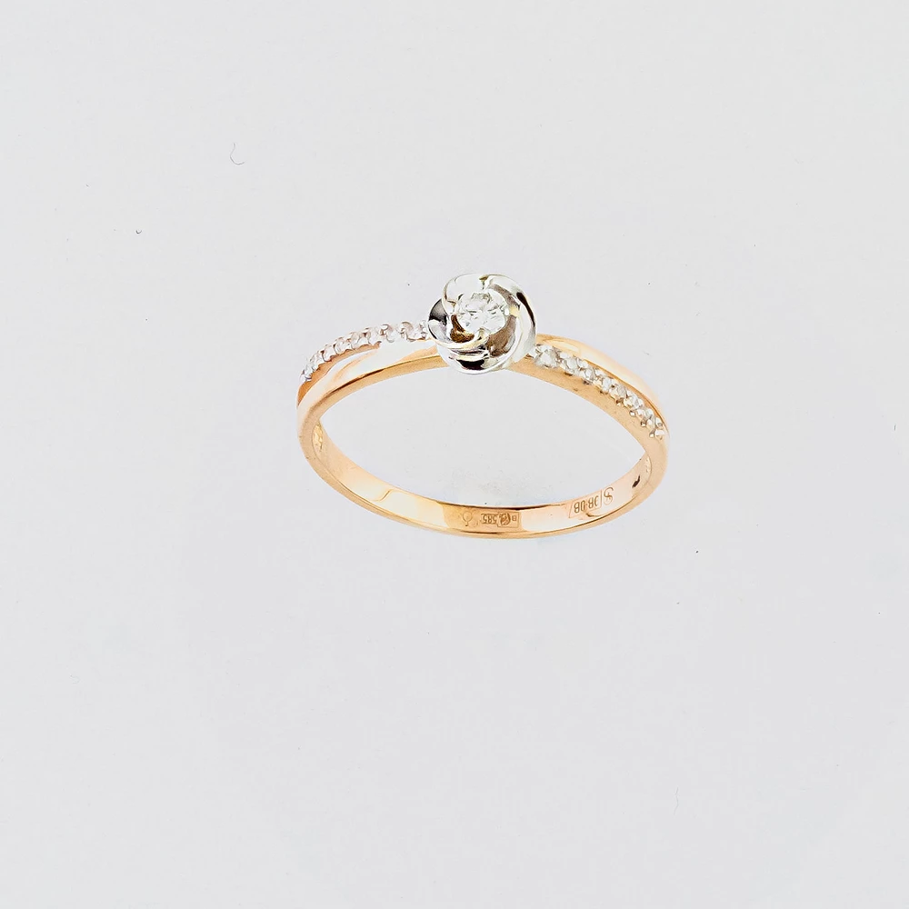 Кольцо с бриллиантом из красного золота 585 пробы