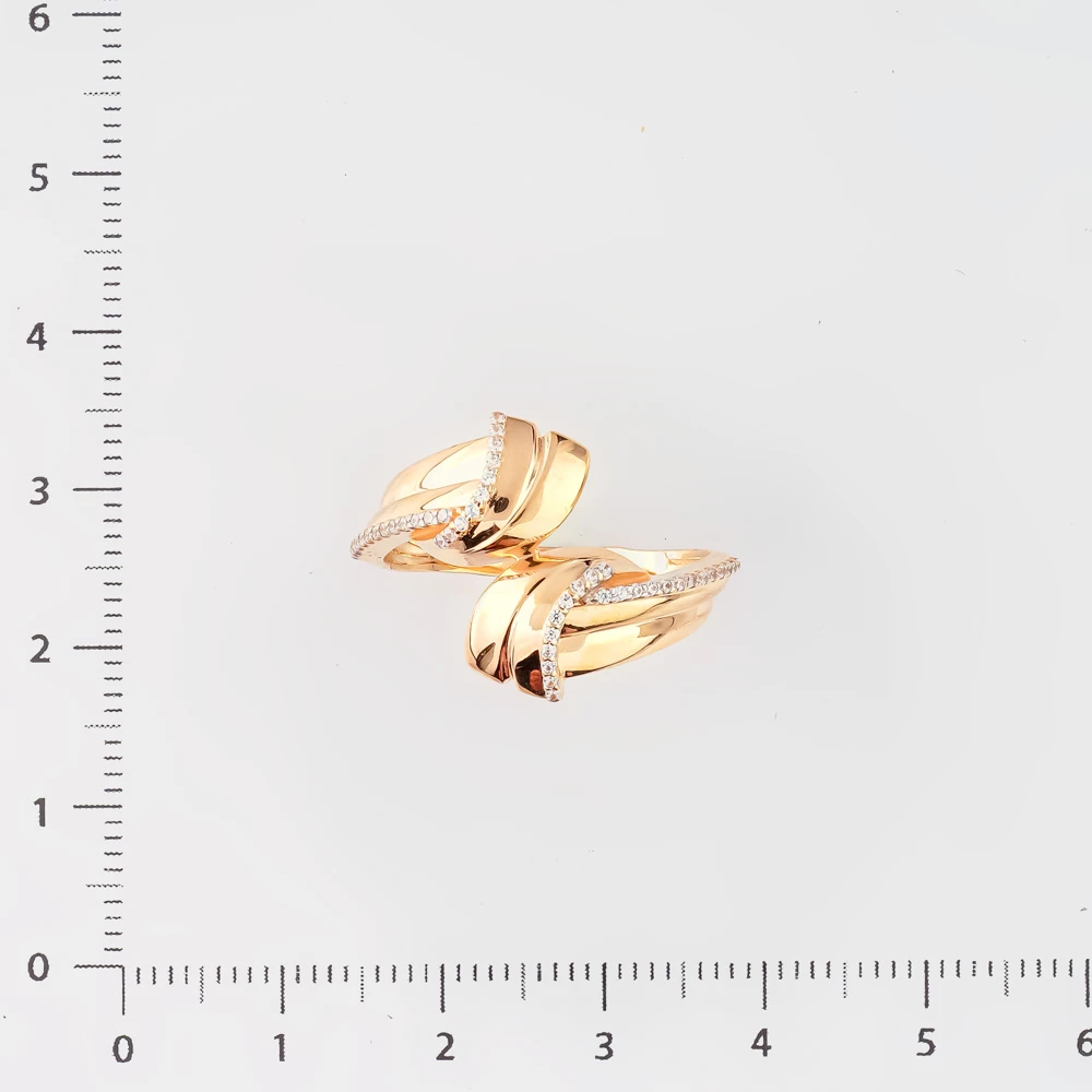 Кольцо с фианитом из красного золота 585 пробы