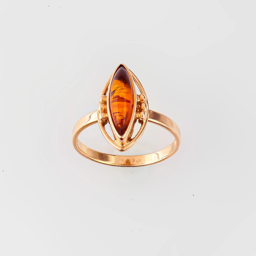 Кольцо с янтарем из красного золота 585 пробы Кольцо с янтарем из красного золота 585 пробы