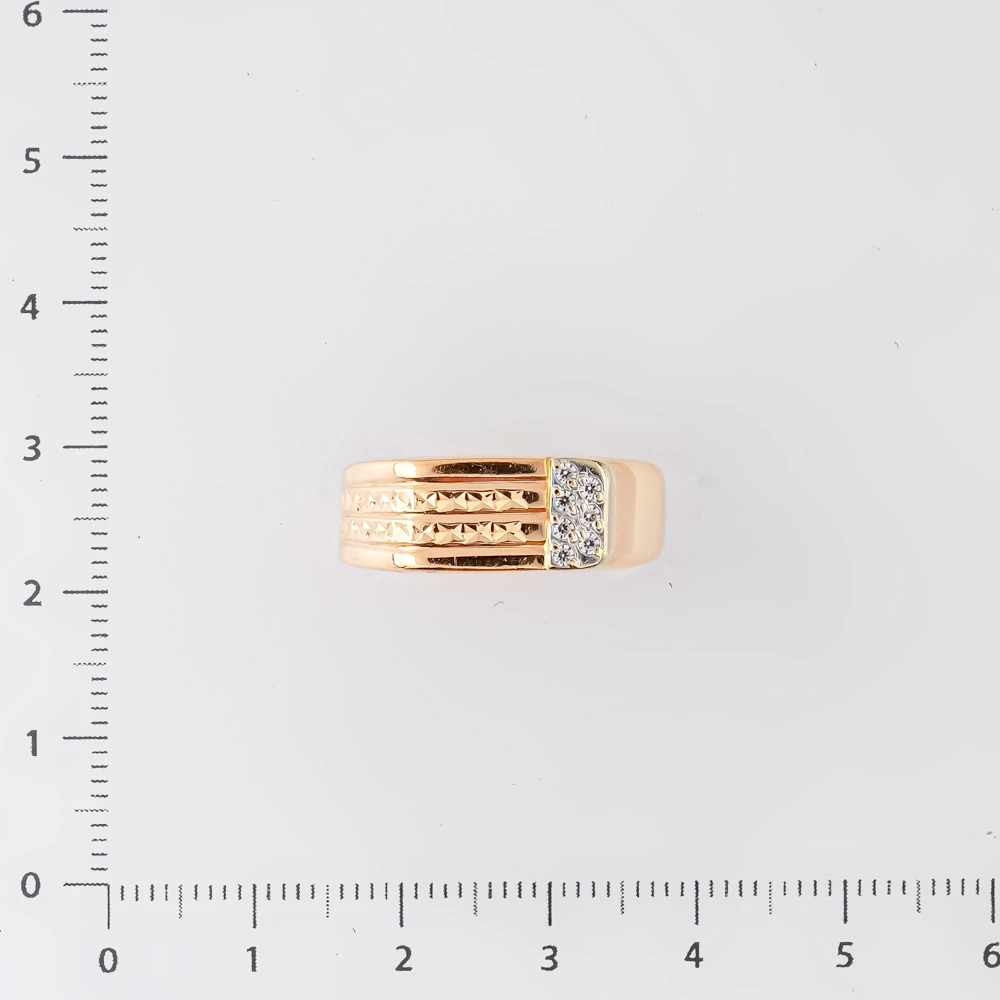 Кольцо с фианитом из красного золота 585 пробы