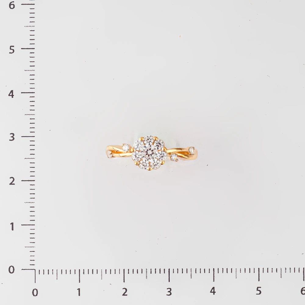 Кольцо с фианитом из красного золота 585 пробы