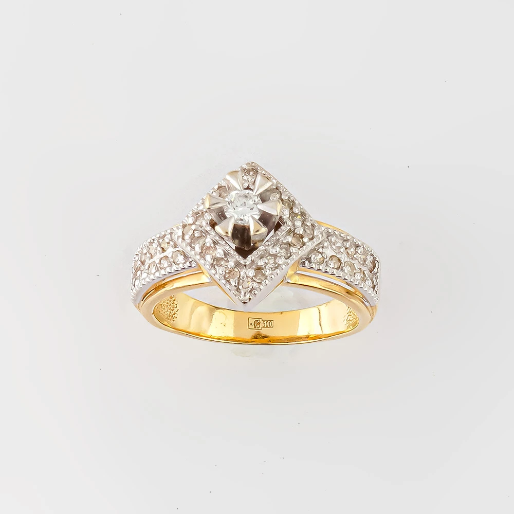 Кольцо с бриллиантом из желтого золота 500 пробы