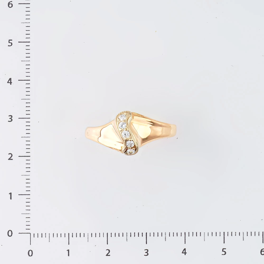 Кольцо с фианитом из красного золота 585 пробы