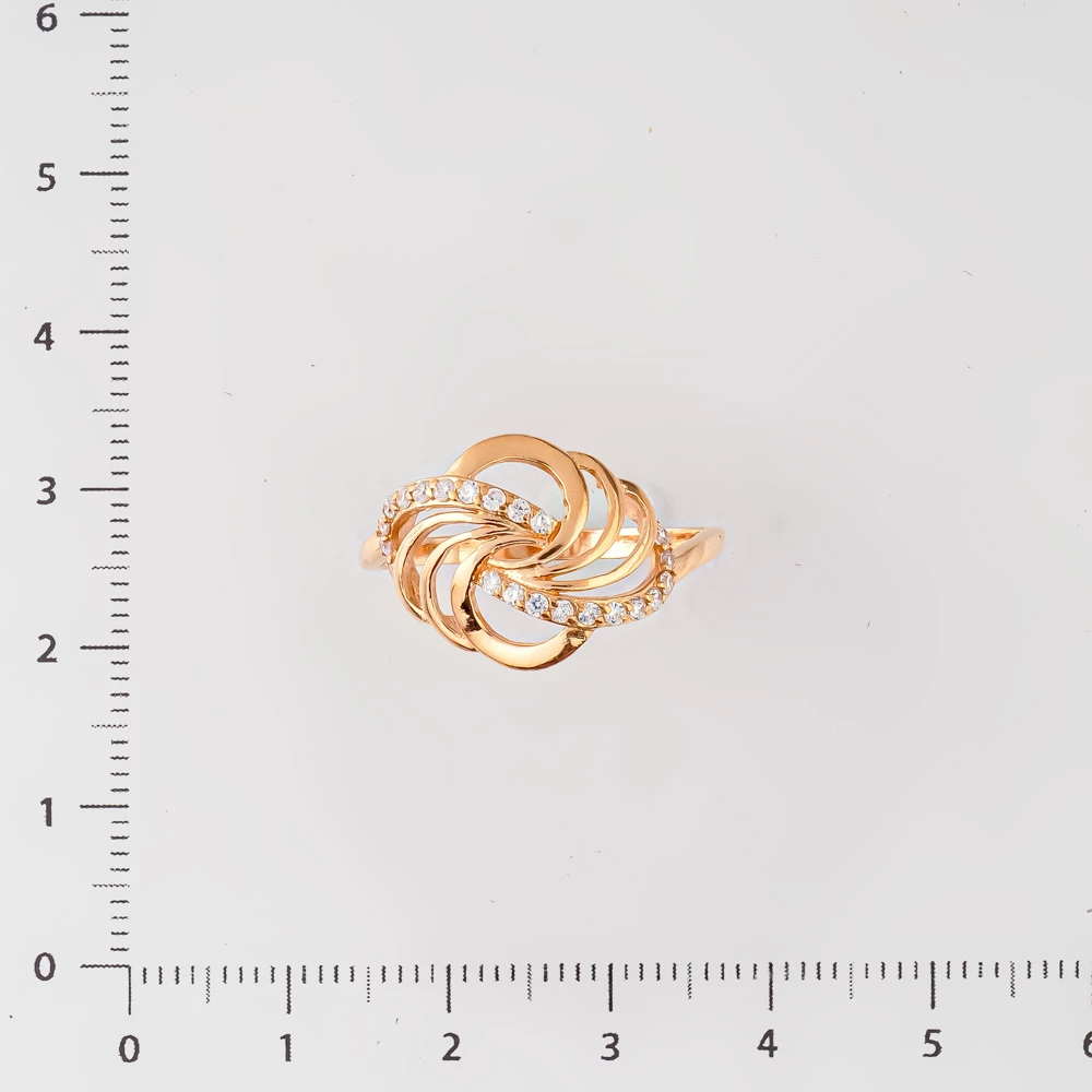 Кольцо с фианитом из красного золота 585 пробы