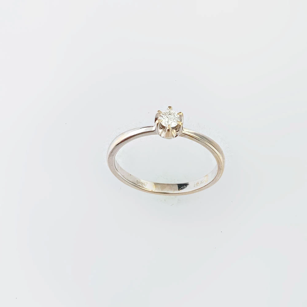 Кольцо с бриллиантом из белого золота 585 пробы