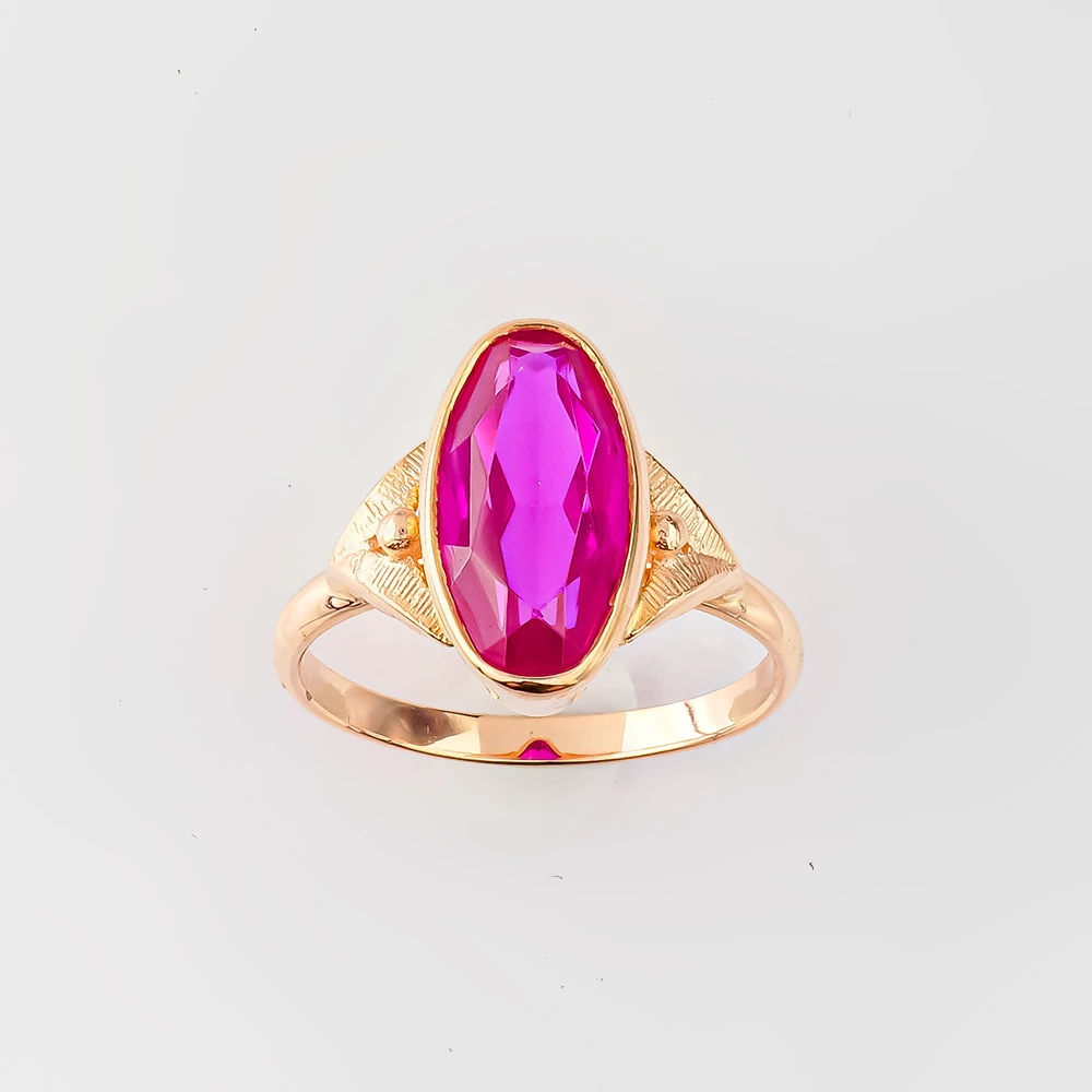 Кольцо с фианитом из красного золота 583 пробы