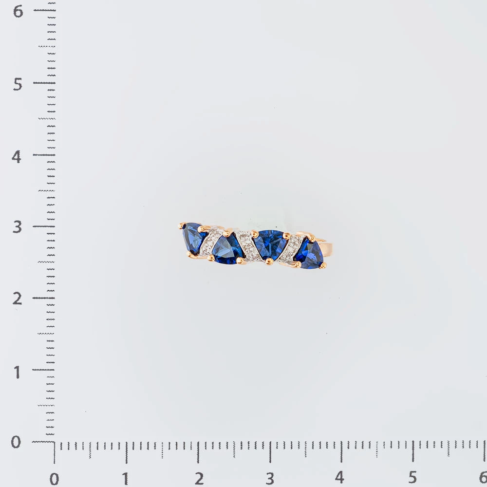 Кольцо с сапфиром синтетическим из красного золота 585 пробы