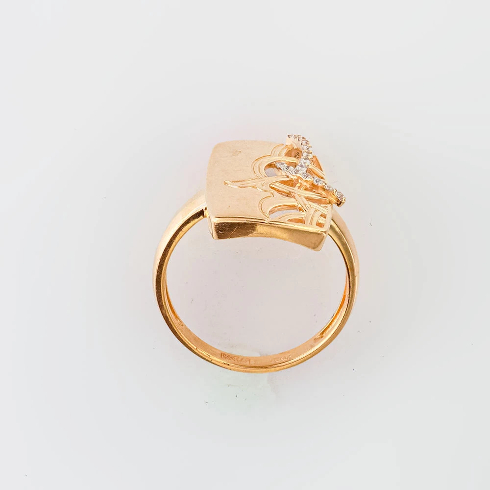 Кольцо с фианитом из красного золота 585 пробы