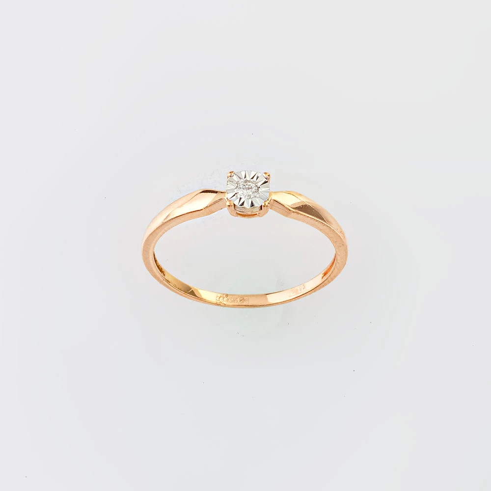 Кольцо с бриллиантом из красного золота 585 пробы