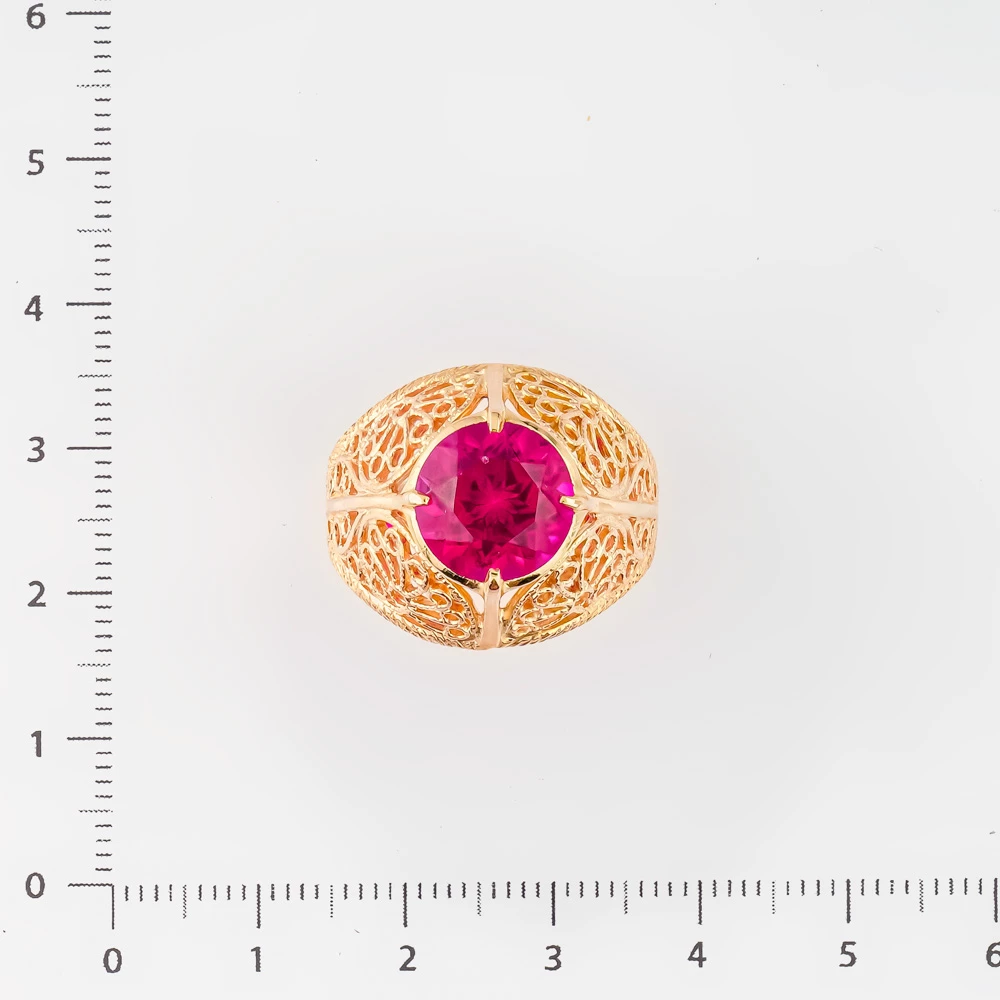 Кольцо с фианитом из красного золота 583 пробы