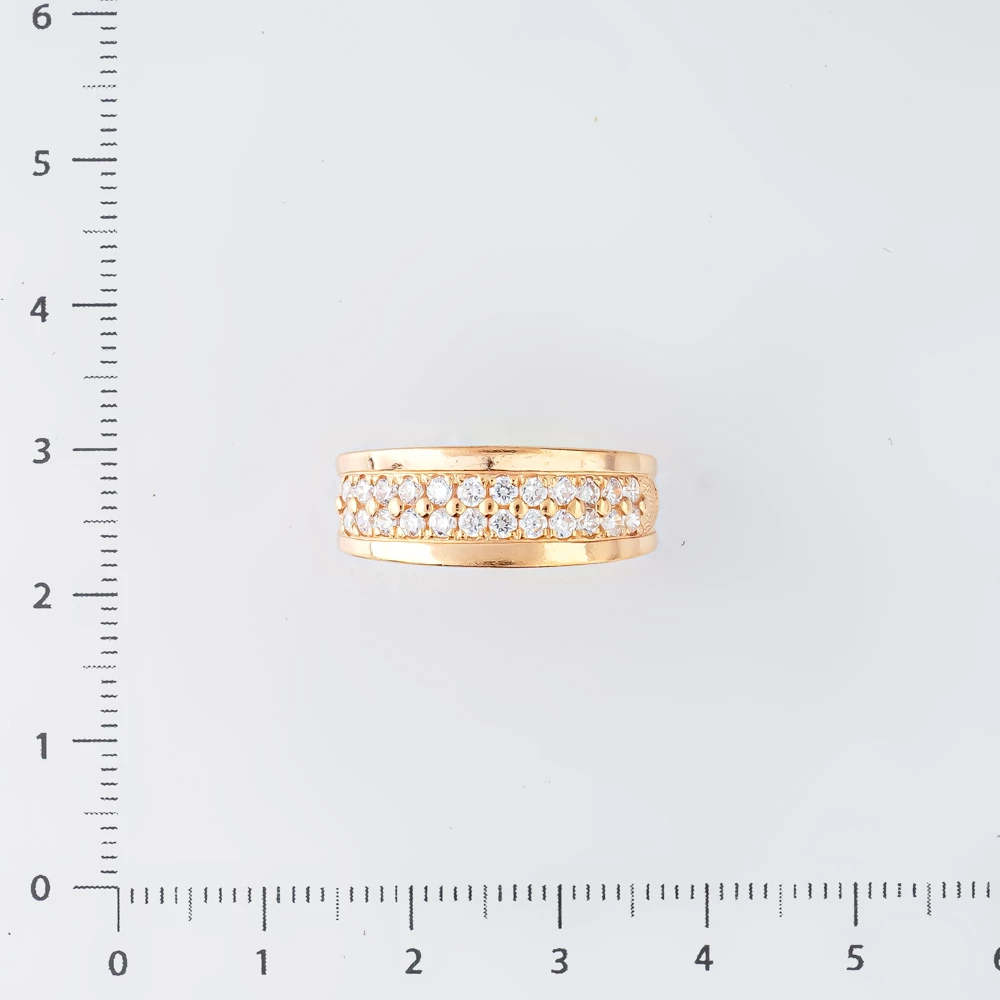 Кольцо с фианитом из красного золота 585 пробы