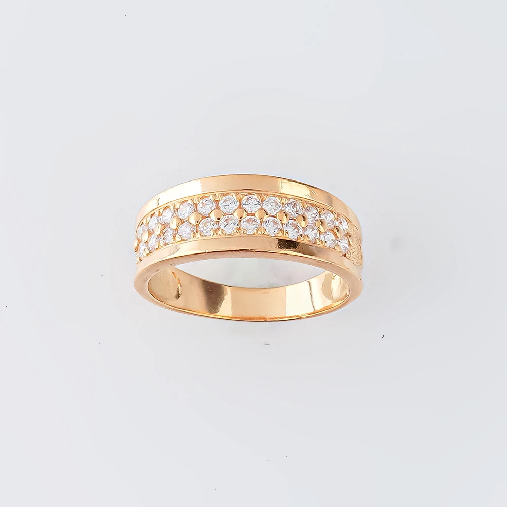 Кольцо с фианитом из красного золота 585 пробы