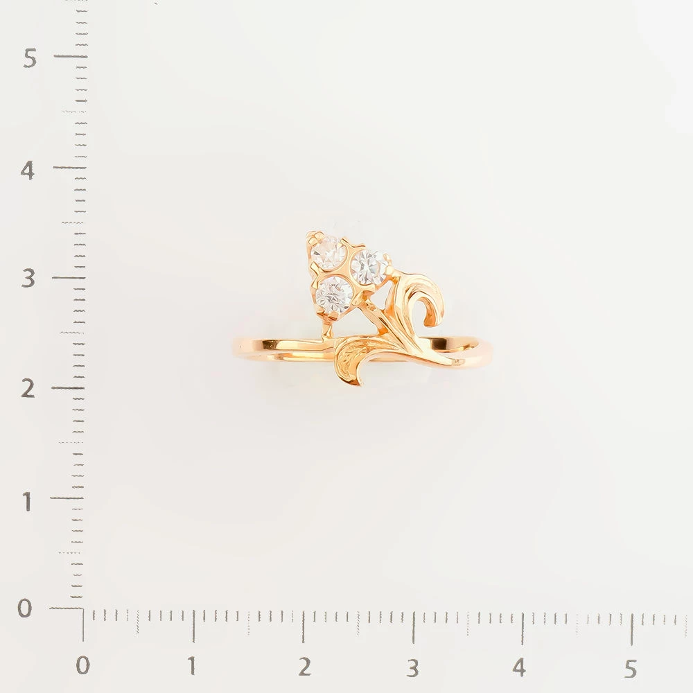 Кольцо с фианитом из красного золота 585 пробы