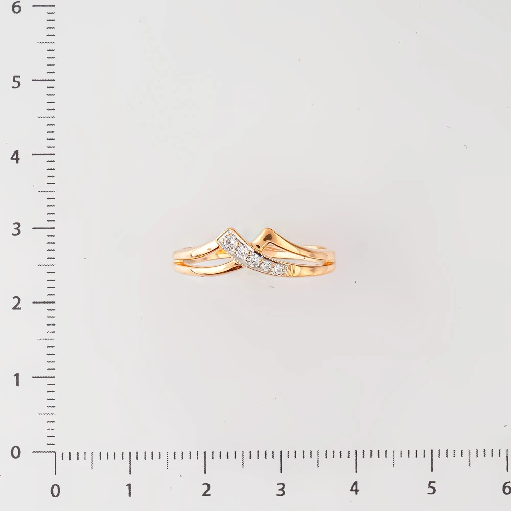 Кольцо с фианитом из красного золота 585 пробы