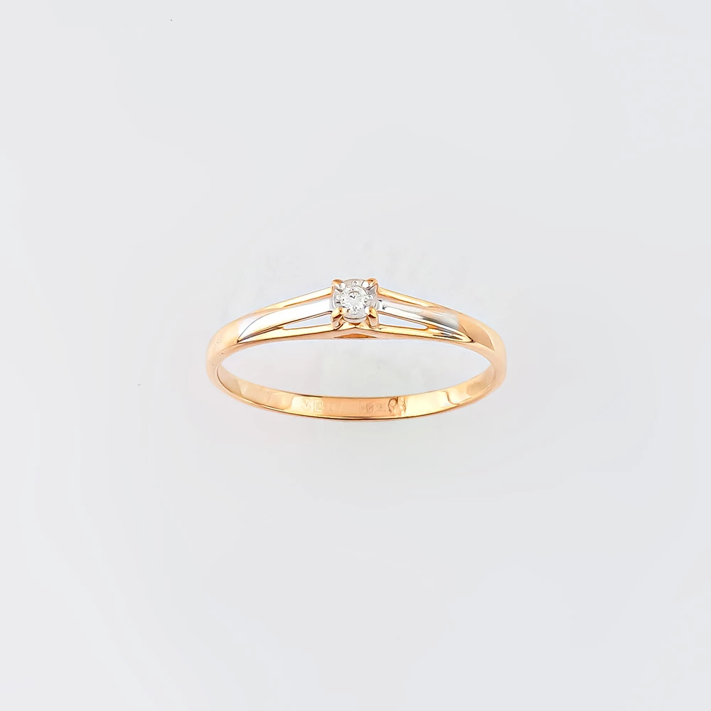 Кольцо с бриллиантом из красного золота 585 пробы