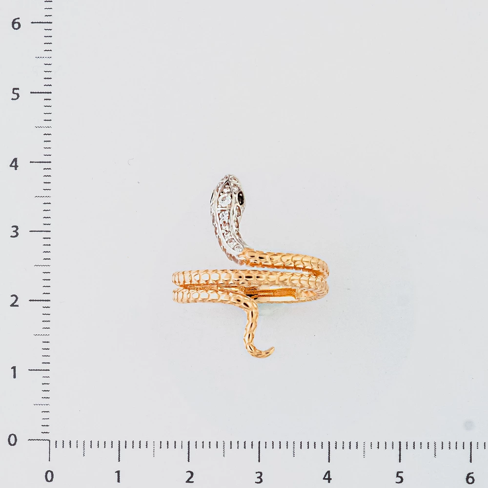 Кольцо с фианитом из красного золота 585 пробы