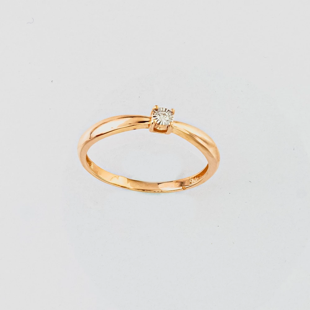 Кольцо с бриллиантом из красного золота 585 пробы